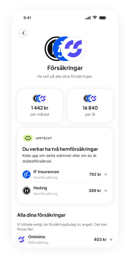 Finton-appen visar en upptäckt om två hemförsäkringar som kan betyda dubbelförsäkring