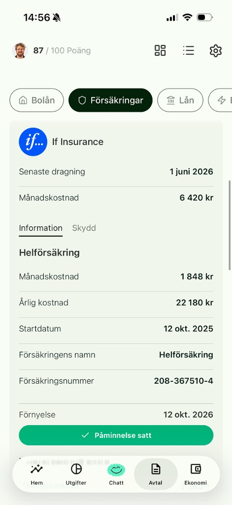 Överblick av försäkringarna i Finton